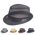thumbnail image 6 of Mightlink Men Fedora Wide Brim Mesh Spring Summer Pure Color Low-profile Sunshade Hat for Outdoor, 6 of 7