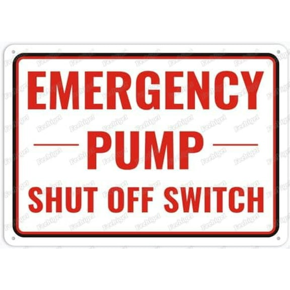 Emergency Pump Shut Off Switch Retro Vintage Sign Home Bar Pub Kitchen Restaurant Wall Deocr Plaque Signs 12X8Inch