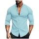 thumbnail image 1 of pstuiky camisas de manga larga para hombre, Camisas de manga corta con botones para hombre, camisa hawaiana con textura, camisa informal de vestir lisa, camisas Tops casuales para hombres xl, 1 of 5