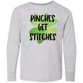 thumbnail image 3 of Inktastic St. Patrick's Day Pinches get Stitches Shamrocks Long Sleeve Youth T-Shirt, 3 of 5