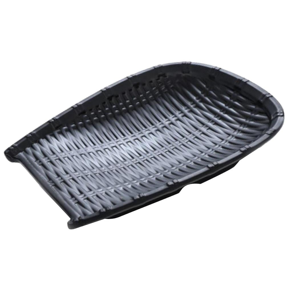 Fiocias Rattan Wicker Basket Hand Knitting Box Woven Black 28cm