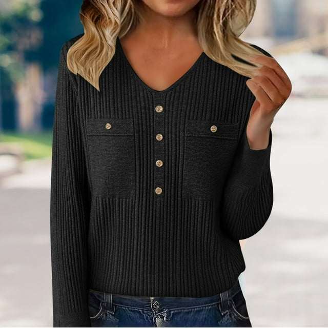 Winter Plus Size Fall Sweaters for Women Women's V Neck Cut Sweater With Buttons Soft Wool Knit Pullover Slim Fit Base Layer For Daily Wear