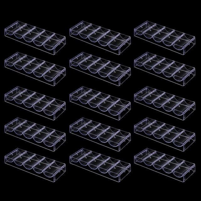 15Pcs Profesional Clear Chips Tray Case Holder Pallet Accesorios perfke Bandeja para fichas de póquer transparente