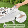 thumbnail image 5 of Bulldog Dog and Footprints Round Fitted Tablecloth with Elastic Edge,Dining Table Cover Waterproof,Outdoor Round Tablecloth for Camping,Dining,Indoor and Outdoor, 5 of 7