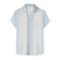 thumbnail image 5 of kamemir Men's Vintage Bowling Shirt Short Sleeve Button Down Summer Cuba Beach Shirts(Light Blue,S), 5 of 5