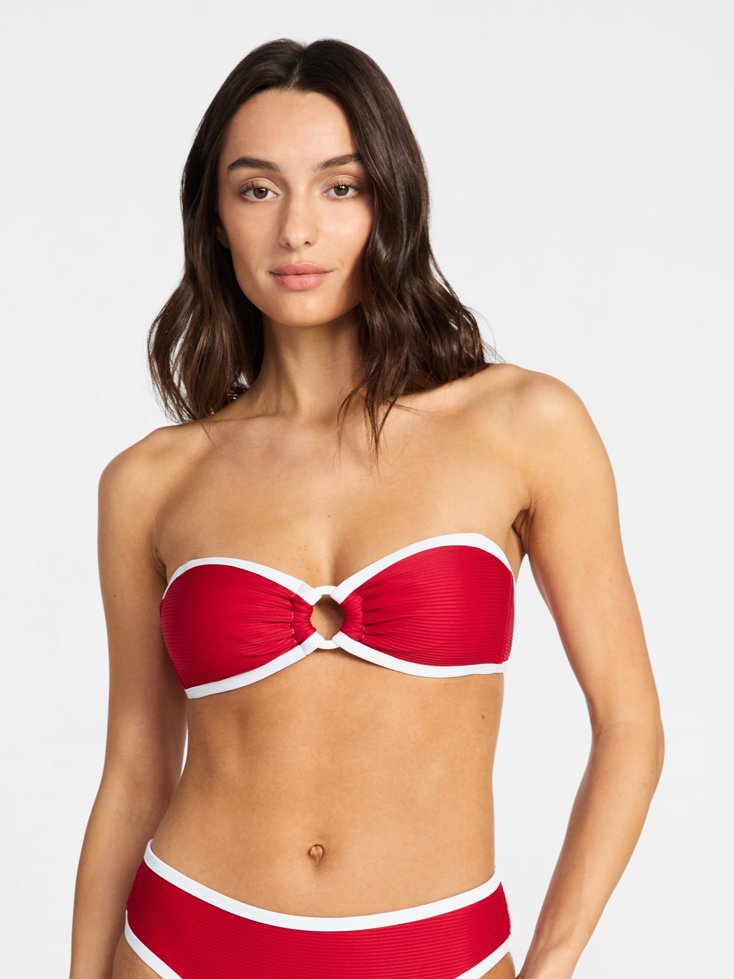 Time and Tru Women's and Women's Plus Size Go Time Strapless Bandeau Bikini Top with O-Ring, Sizes XS-3X