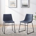thumbnail image 6 of Navy Bar Stools Set of 2, Urban Industrial Faux Leather Armless Counter Stools with 19" Seat Height & Black Metal Legs, 6 of 6
