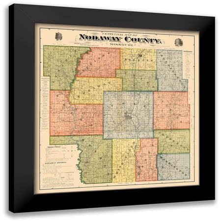 Morehouse 12x12 Black Modern Framed Museum Art Print Titled - Nodaway County Missouri - Morehouse 1900