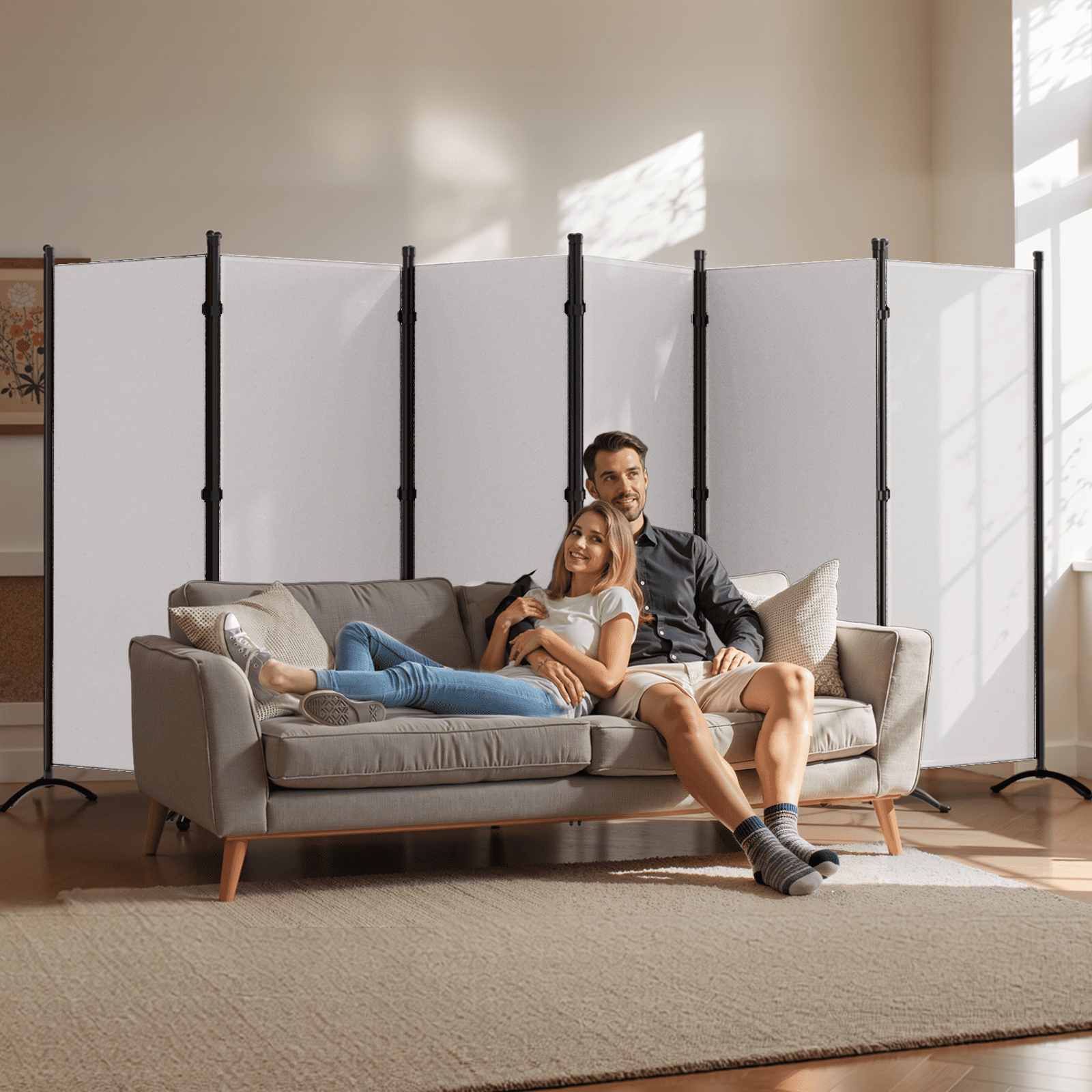 Gaildon 84”W×67”H 6-Pane Portable Folding Privacy Room divider,White