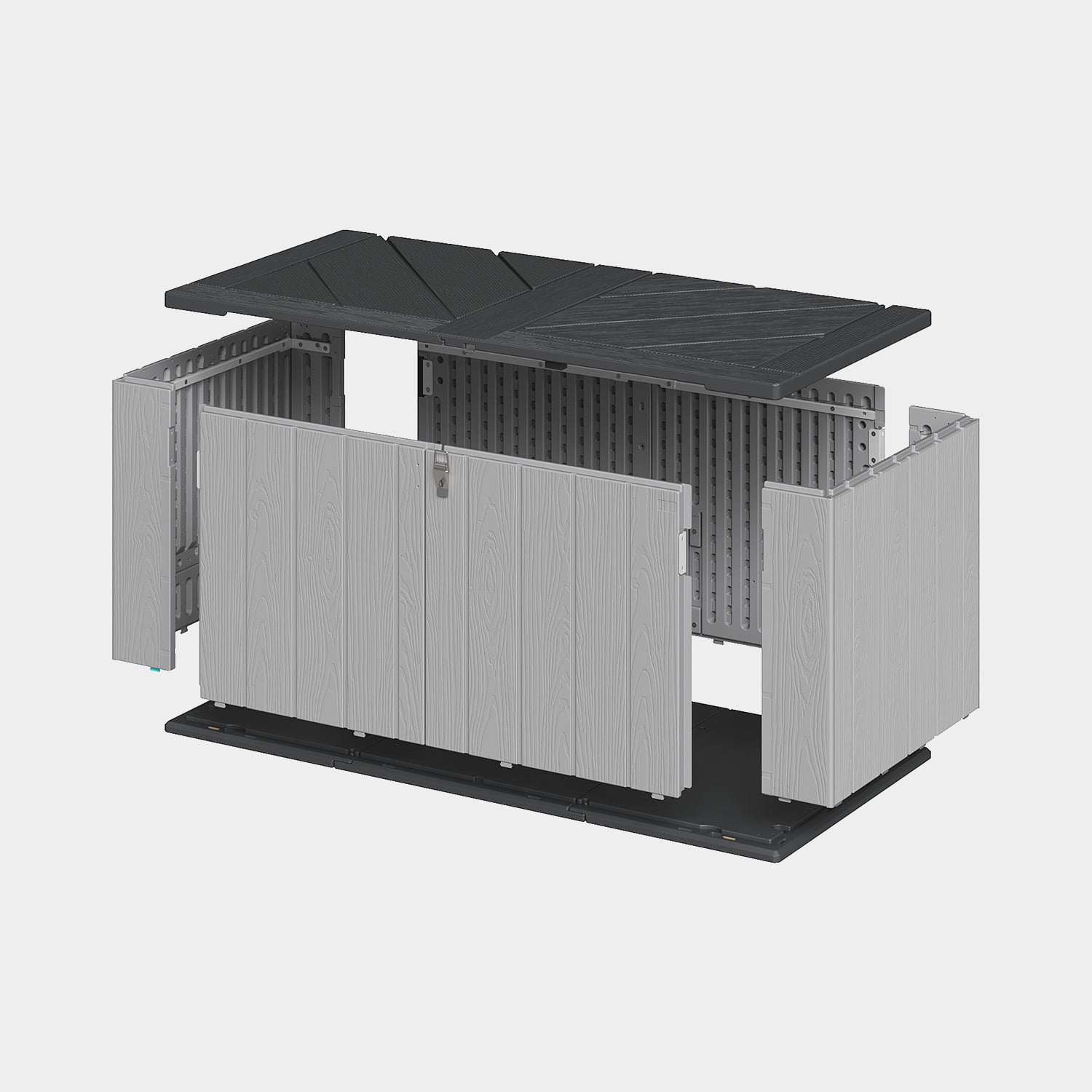 Dateyes 21 Cu.Ft Outdoor Storage Shed, Waterproof Resin Cabinet with Floor for Patio, Garden & Pool, Gray