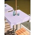 thumbnail image 2 of Square Outdoor Tablecloth with Umbrella Hole Purple White Stripe Outside Table Cloth Waterproof Patio Table Cover Modern Minimalist Geometric Striped Zipper Tablecloths for Picnic Camping 60x60 Inch, 2 of 8
