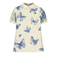 thumbnail image 4 of JTZGDY Plus Size Women Linen Shirts Dressy Casual Floral Printed Summer Short Sleeve Oversized Lapel Collared Round Neck Graphic T-Shirts Top Loose Fit Business Work Tunic Blouse Multicolor#51 M, 4 of 7
