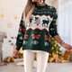 thumbnail image 4 of Parte Superior De La Camisa Jerseys de ganchillo para mujer Top estilo navideño Elk Jacquard cuello redondo traje de vacaciones Kuymtek Verde Xl para Mujer, 4 of 6