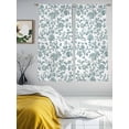 thumbnail image 4 of Sheer Curtains 63 Inches Long, Teal Blue Green Light Filtering Window Curtains for Living Room/Bedroom, Vintage Farmhouse Boho Flower Leaf Rod Pocket Voile Sheer Curtain Drapes, 52"W x 63"L, 2 Panels, 4 of 8
