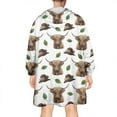thumbnail image 2 of White Highland Cow Hat Leaf Pattern Wearable Oversized Blanket,Wearable Blanket Hoodie for Adults,Cozy Hooded Blankets with Super Pockets,Super Warm Fuzzy Pullover for Women & Men, 2 of 6