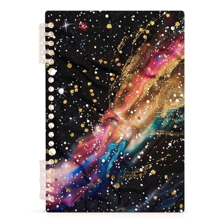 Glittering Galaxy with Golden Spiral Journal Notebook College Ruled Notebook 8.3" x 5.7" A5 Lined Thick Paper Page