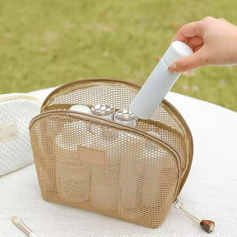 Mesh Bag Pouch, Mesh Cosmetic Bag Portable Makeup Pouch Travel