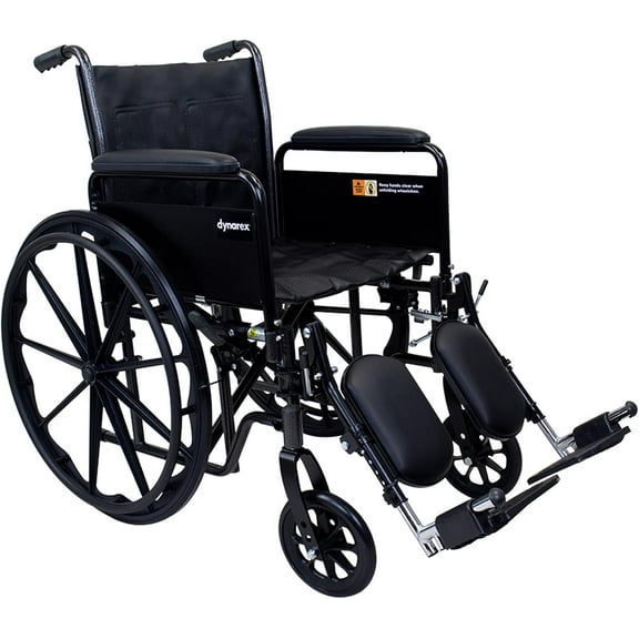 Dynarex DynaRide Series 2 Wheelchair with Detachable Full Arms & Elevating Leg Rests, Weight Capacity 250 Pounds, Silver, 1 DynaRide Series 2 Wheelchair