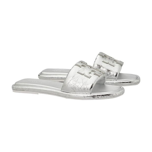 Tory Burch Footwear Double T Sport Slide Silver