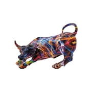 Creative Resin Bull Figurines Artwork Painting Animal Sculpture Collection Statues for Living Room Desk Entrance Bookshelf Decoration style A