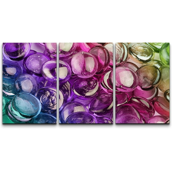 wall26 Canvas Print Wall Art Set Rainbow Glass Pebble Display Abstract Shapes Illustrations Modern Art Bohemian Colorful Multicolor Ultra for Living Room, Bedroom, Office - 16"x24"x3 Panels
