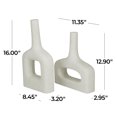 thumbnail image 4 of CosmoLiving by Cosmopolitan 16", 13"H Rounded Cutout White Ceramic Vase with Glossy Speckled Texture, Set of 2, 4 of 12