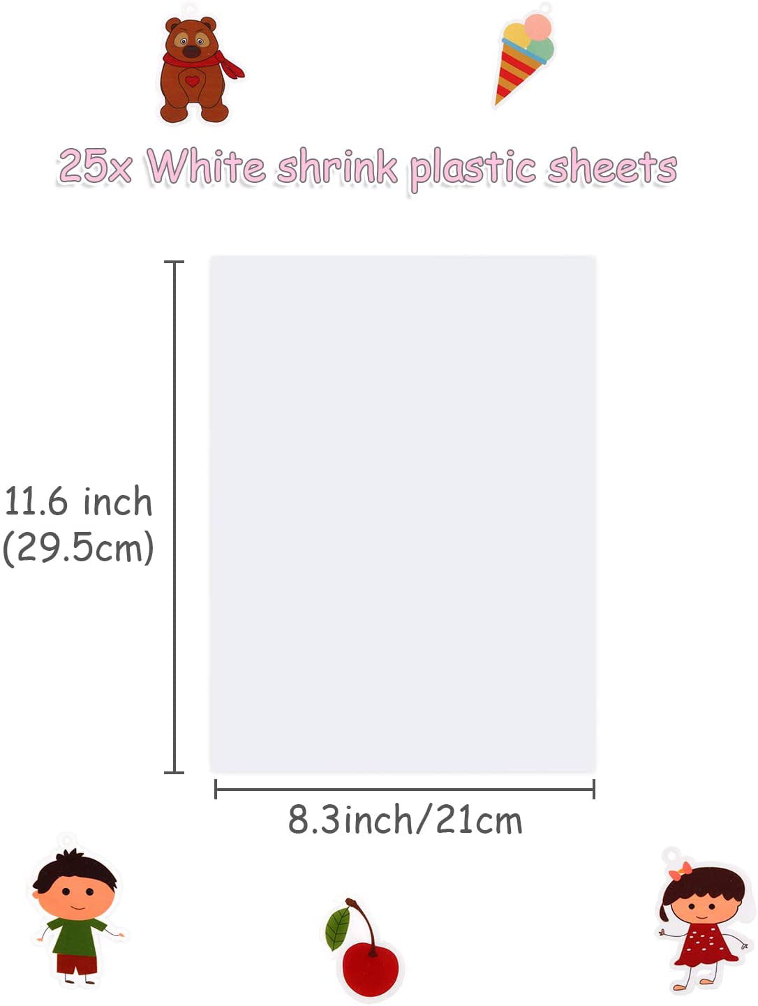 Auihiay 25 Sheets White Printable Shrink Plastic Sheets,Shrink Dink Paper  for DIY,Shrink Films Papers for Inkjet Printer Kids DIY Art and Craft  Activity, 8.3 x 11.6 inch / 21 x 29.5 cm 