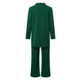 thumbnail image 6 of YWMJI Women 3 Piece Dressy Pant Suits Loose Fit Sleeveless Tops Elastic Waist Wide Leg Palazzo Pants with Long Sleeve Gauze Jacket The Bride Pant Suits Wedding formal Outfits Blackish Green L, 6 of 6