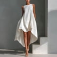 thumbnail image 5 of ClodeEU Women's Sleeveless High Low Hem Tunic Dress,Casual Loose Fit Swing Dress with Pockets White,Women's Plus M, 5 of 8