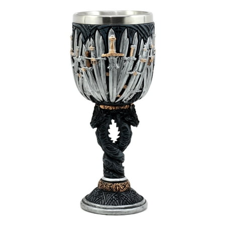 - Ebros Medieval Twisted Twin Dragon Iron Throne Legend Of The Swords Wine Goblet Chalice Cup 7