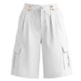 thumbnail image 4 of SRZYMJ Womens Bermuda Shorts Knee Length Loose Fit High Waisted Wide Leg Drawstring Work Hiking Cargo Shorts with Pockets, 4 of 4
