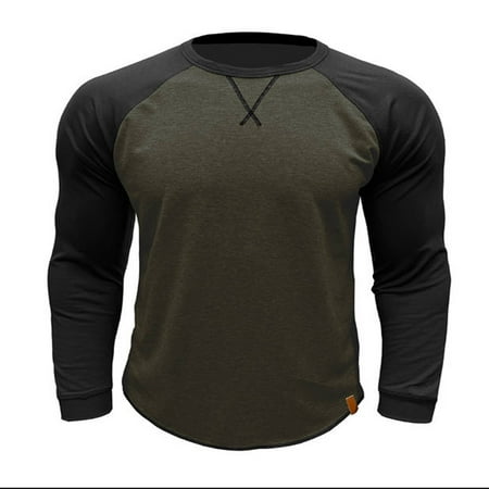 Stamzod Men'S Muscle T-Shirt Slim Fit Stretch Long Sleeve Gym Workout Bodybuilding Training Tee Shirts Vintage Patchwork Compression Shirt Men On Sale