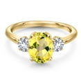 thumbnail image 3 of Gem Stone King 18K Yellow Gold Plated Silver Canary Mystic Topaz and White Created Sapphire Engagement Ring for Women | 2.50 Cttw | Oval 9X7MM | Gemstone November Birthstone | Size 9, 3 of 6