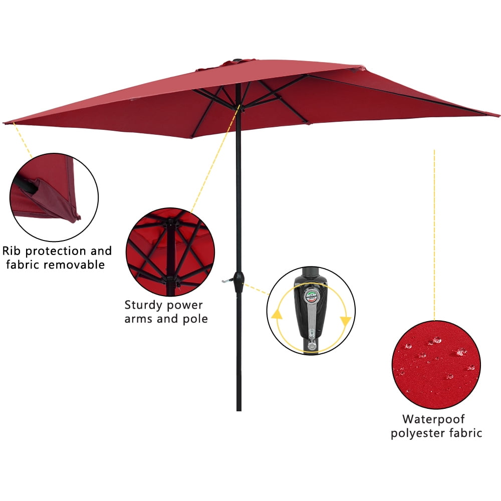 Kepooman 10FT Light Folding Sun Shade Umbrella Without Base, Lightweight Adjustable Instant Sun Protection - Wine Red Kepooman 10FT Light Folding Sun Shade Umbrella Without Base, Lightweight Adjustable Instant Sun Protection - Wine Red