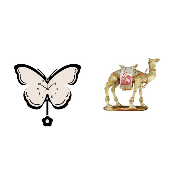 Reloj De Pared Acrílico Con Forma De Mariposa Para Oficina, Comedor, Habitación Infantil, Casa De Campo Con Figura De Camello, Estatua De Resina Animal, Escultura Para Entrada, Estante, Sala