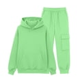 thumbnail image 4 of UACY Teen Girls 2 Piece Sweatsuits Fleece Hoodies Jogging Set Youth Kids Ribbed Cuffs Oversized Pockets Sweatpants Outfits ﻿ (Green, 7-8 Years), 4 of 9