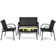 Topbuy 4PCS Black Furniture Set Chairs Coffee Table Patio Garden Brand New