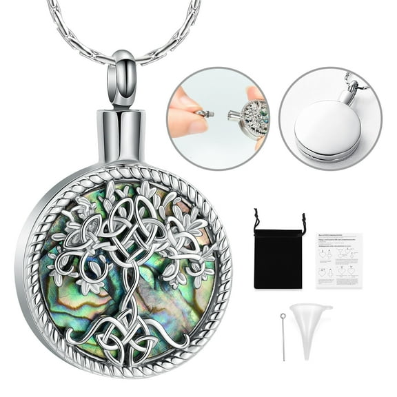 Cremation Urn Necklace for Ashes Tree of Life Locket Necklace Cremation Keepsake Memorial Ash Jewelry for Women Men