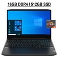 thumbnail image 1 of Lenovo Ideapad 3 15 Gaming Laptop 15.6" FHD IPS Anti-glare 120Hz Display AMD Hexa-Core Ryzen 5 4600H 16GB DDR4 512GB SSD GeForce GTX 1650 4GB Backlit Keyboard HDMI USB-C Dolby WIFI Win10 Black, 1 of 5