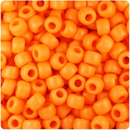 Beadtin Barrel Orange Plastic Loose Bead, 9 mm, (500 Count)