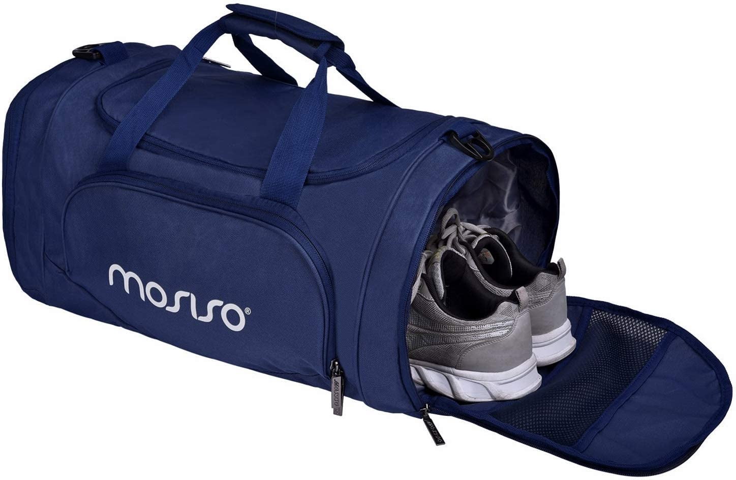 Mosiso Waterproof Sports Duffle Bag Gym Bag Travel Duffel with Adjustable Strap for Sports , Gym ,Vacation , Shopping and Travel ,Navy Blue