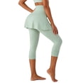 thumbnail image 4 of COMVALUE Skirted Leggings for Women Capri, Athletic Tennis Skirt with Leggings Golf Pickleball Clothes with Pockets Green for Size XXL, 4 of 7
