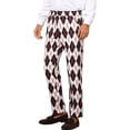 thumbnail image 4 of INSPIRE CHIC Men's Pant Diamond Plaid Pattern Regular Fit Color Block Suit Trousers 32 Black White, 4 of 6