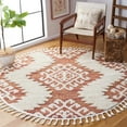 thumbnail image 2 of SAFAVIEH Moroccan Tassel Desmond Southwestern Shag Area Rug, Orange/Ivory, 6'7" x 6'7" Round, 2 of 8