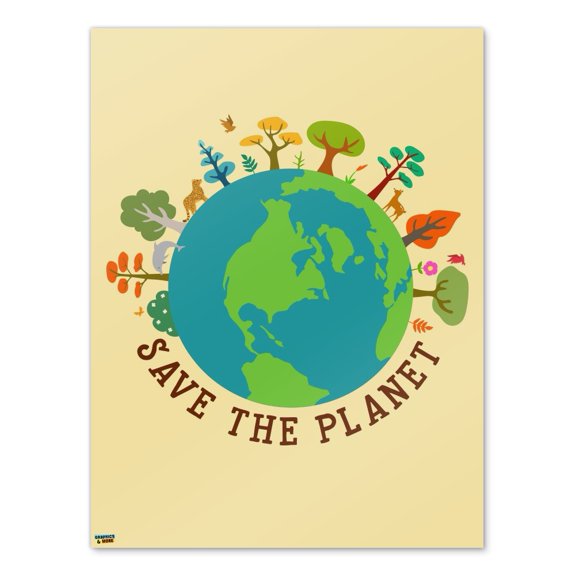 Save The Planet Illustration Conservation Home Business Office Sign