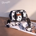 thumbnail image 2 of Bandolera Montana West Wrangler de piel vegana negra con estampado de vaca, 2 of 6