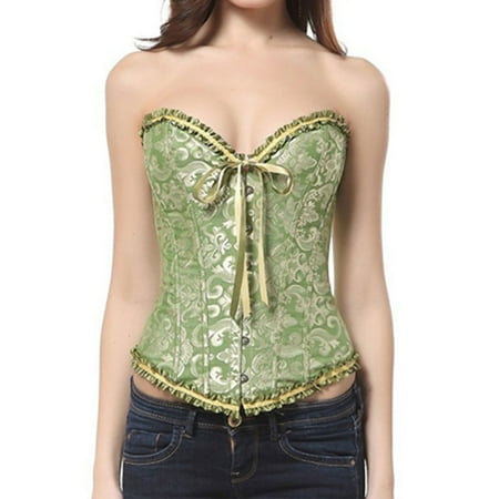 Pavied Corset Tops Tube Tops Women Corsets Bustiers Boned Embroidered Top Plus Size Bustier Tops Underbust Corset Green 5XL