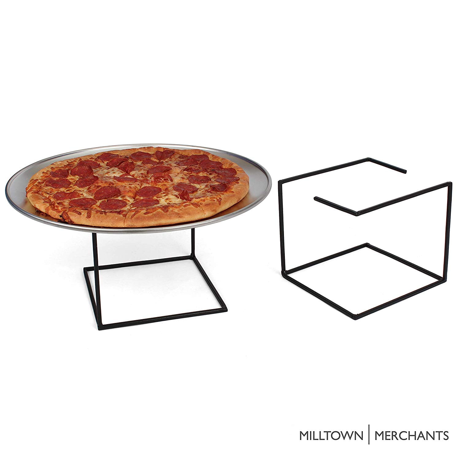 Milltown Merchants Metal Pizza Stand Pizza Pan Risers Tabletop Tray