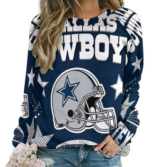 Football Cowboys Women Casual Long Sleeve Hoodie Streetwear Pullovers Top Female Clothing