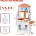 thumbnail image 3 of BRINJOY Kids Kitchen Playset, Double-Sided Wooden Play Kitchen for Toddlers w/Oven, Window, Play Food, Apron, Towel, 2 in 1 Realistic Pretend Play Cooking Toy Kitchen Set Gift for Girls Boys Age 3+, 3 of 8